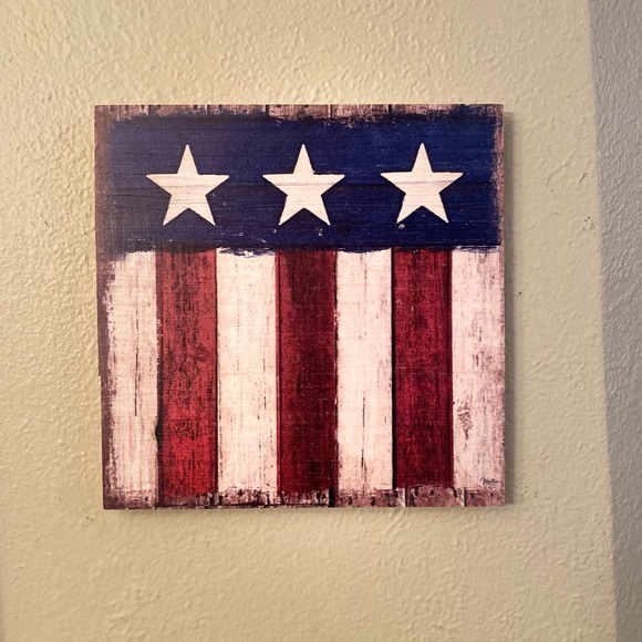 Home Of The Brave Wood Wall Sign & Vintage Style American Flag Wood Wall Sign - Picture 11 of 16